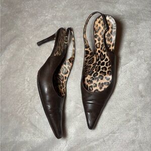Dolce & Gabbana brown leather slingback heels